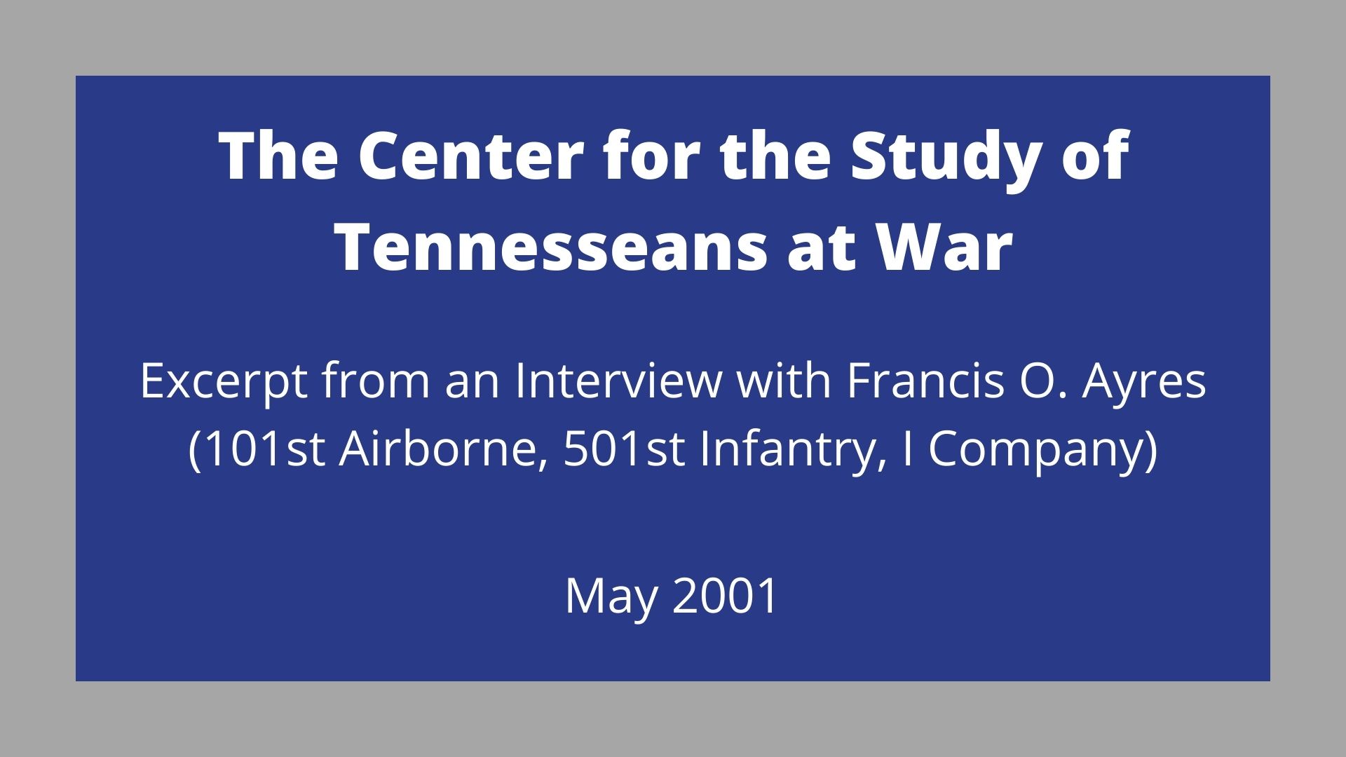 The Center for the Study of Tennesseans at War (3)