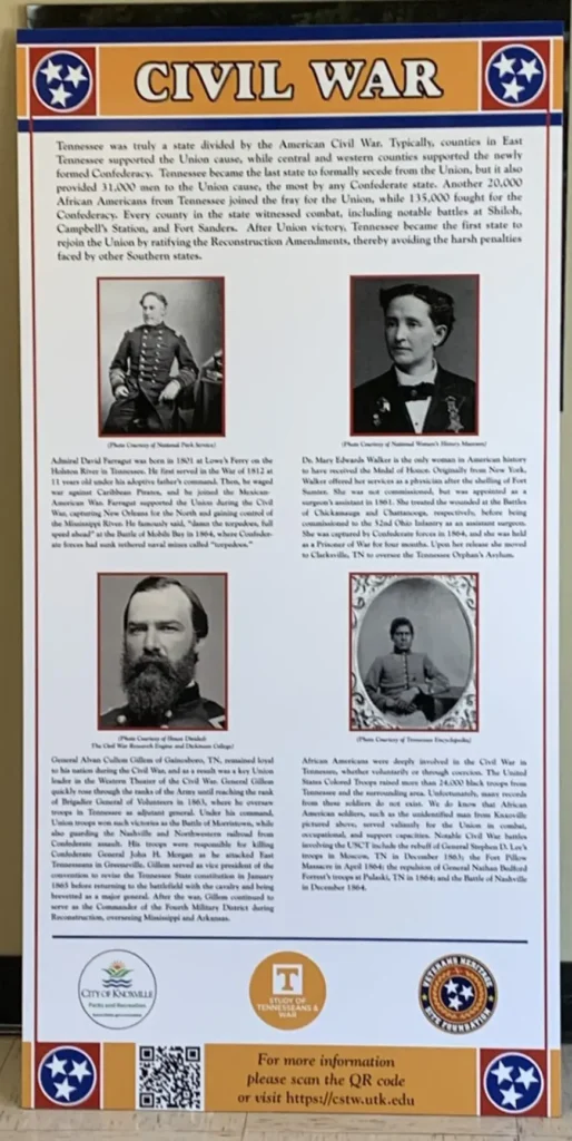 Civil War Board at Sharp’s Ridge Veterans Memorial Park in Knoxville, TN.