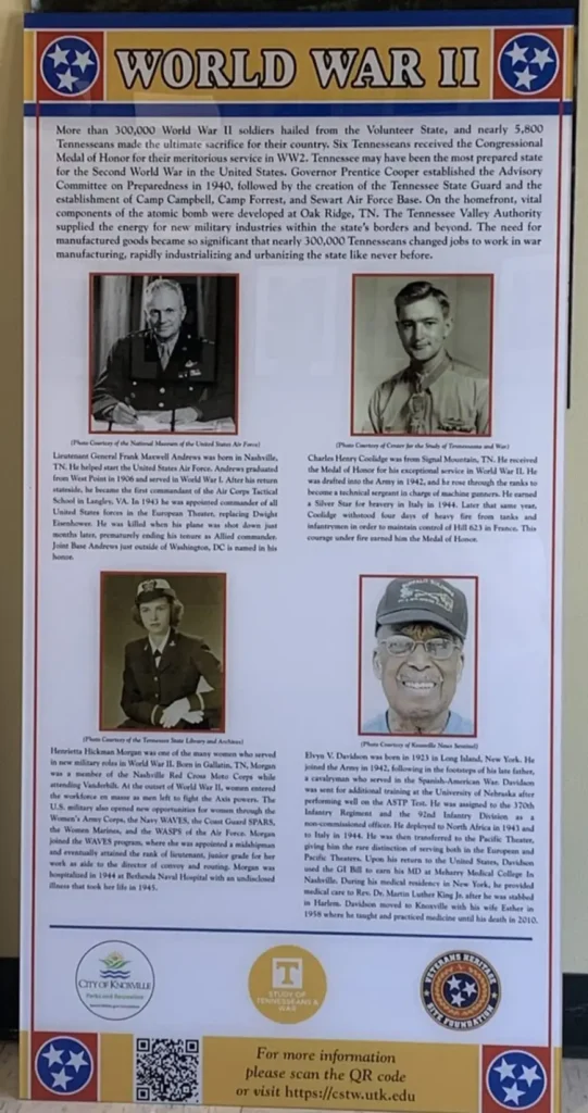 World War II Board at Sharp’s Ridge Veterans Memorial Park in Knoxville, TN.