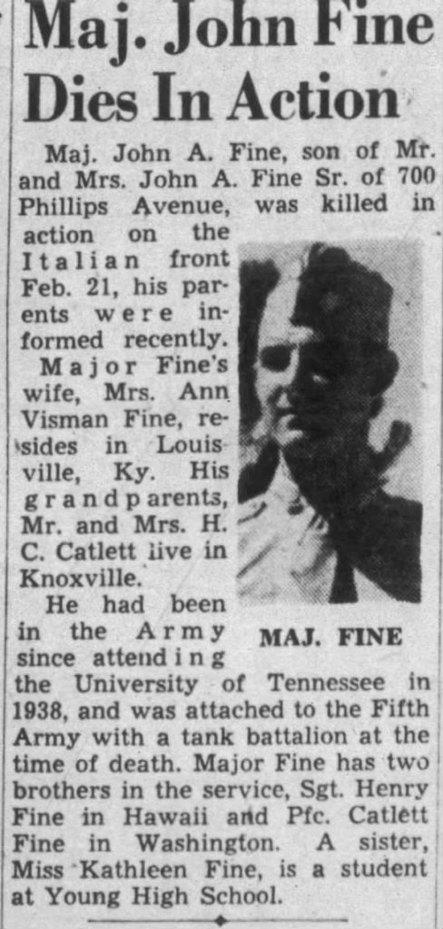 Fine obituary news clipping