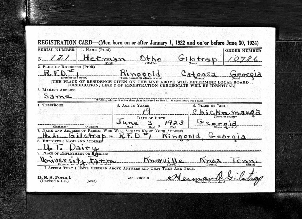 Gilstrep Registration Card