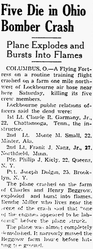 Newsclipping of Claude Robert Garmany