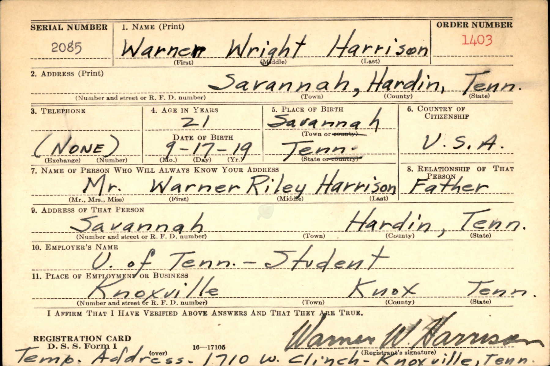 headshot photo of Warner Wright Harrison