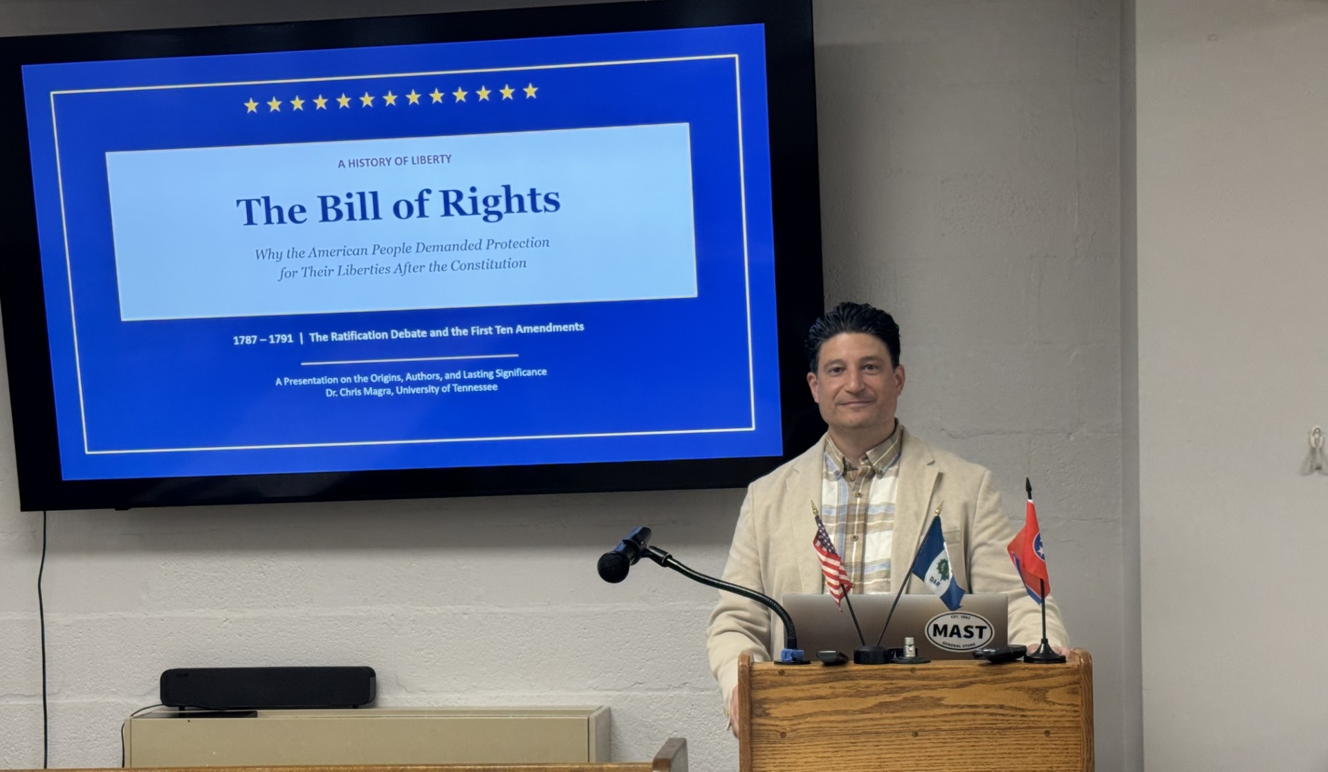Dr. Chris Magra talking about the Bill of Rights