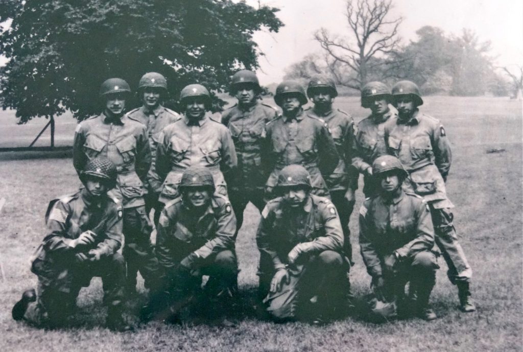 Johnston with a group of soliders